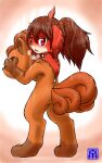  10:16 2011 anthro black_nose bodily_fluids brown_hair canid clothing costume female fur furry_wearing_fursuit fursuit hair mammal nintendo omoi open_mouth pok&eacute;mon pok&eacute;mon_(species) ponytail red_body red_fur simple_background solo standing sweat video_games vulpix 