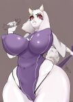  &lt;3 &lt;3_eyes 2022 5_fingers absurd_res anthro big_breasts boss_monster bovid breasts camel_toe caprine clothed clothing clothing_pull curvy_figure eyelashes fangs female fingers floppy_ears fur goat grey_background hi_res horn huge_breasts huge_filesize mammal mature_female red_eyes robe simple_background solo standing thigh_gap thong toriel trixpayares undertale undertale_(series) underwear video_games voluptuous watermark white_body white_fur wide_hips 