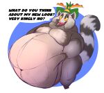  1:1 2022 anthro belly big_belly clothing crown dialogue dreamworks half-closed_eyes hat headgear headgear_only headwear headwear_only holding_belly king_julien lemur looking_at_viewer madagascar_(series) male mammal moobs mostly_nude narrowed_eyes navel nude obese obese_anthro obese_male open_mouth overweight overweight_anthro overweight_male primate raised_tail sharkvore smile solo speech_bubble strepsirrhine teeth text tongue 