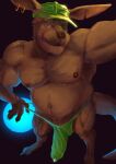  absurd_res anthro avalath_tiger big_penis clothed clothing erection genitals hi_res macropod male mammal marsupial moobs muscular overweight overweight_male partially_clothed penis solo tall 
