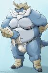  2021 absurd_res anthro anthrofied asian_clothing barely_visible_genitalia barely_visible_penis belly blue_body bulge clothing dudebulge east_asian_clothing facial_hair fundoshi genitals hi_res humanoid_hands japanese_clothing male mature_male moobs mustache navel nintendo nipples overweight overweight_male penis pok&eacute;mon pok&eacute;mon_(species) samurott simple_background solo underwear video_games white_clothing white_fundoshi white_underwear 