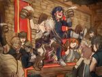  4girls 6+boys alcohol basilio_(fire_emblem) beer blush boots dancing drunk fire_emblem fire_emblem_awakening flavia_(fire_emblem) frederick_(fire_emblem) gaius_(fire_emblem) lissa_(fire_emblem) lon&#039;qu_(fire_emblem) multiple_boys multiple_girls p3achsalt ricken_(fire_emblem) robin_(fire_emblem) robin_(fire_emblem)_(male) sleeveless table tankard tharja_(fire_emblem) vaike_(fire_emblem) 