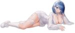  animal_slippers azur_lane breasts bunny_slippers chapayev_(azur_lane) chapayev_(white_cavalier&#039;s_respite)_(azur_lane) choker dress gujianshaonu hairband lace-trimmed_dress lace_hairband lace_trim mole mole_on_breast nightgown official_alternate_costume see-through_dress slippers white_choker white_hairband white_legwear white_nightgown 