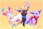  &lt;3 &lt;3_eyes 2019 3_toes ambiguous_gender ass_up black_body black_fur blue_eyes butt ears_back ears_up eeveelution espeon feet female feral feral_on_feral fluffy fur group kelsea-chan leg_markings markings nintendo pink_body pink_fur pivoted_ears pok&eacute;mon pok&eacute;mon_(species) presenting presenting_hindquarters raised_tail ribbons scarf signature socks_(marking) sylveon teasing toes tongue trio umbreon video_games white_body white_fur yellow_markings 