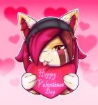  &lt;3 ailurid ambiguous_gender anthro beanie chibi clothing dennhaze english_text fangs fish fur hair hair_over_eye hat headgear headwear hi_res holding_object holidays hybrid inner_ear_fluff looking_at_viewer mammal marine multicolored_body multicolored_fur one_eye_obstructed paws pink_background red_hair red_panda shark simple_background solo text tongue tongue_out tuft two_tone_body two_tone_fur valentine&#039;s_day yellow_eyes 
