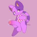  :3 animal_crossing anthro bakap balls big_balls big_penis bob_(animal_crossing) bodily_fluids clothed clothing digital_media_(artwork) domestic_cat felid feline felis flower_pattern foreskin fur genital_fluids genitals half-closed_eyes hi_res holding_penis huge_balls huge_penis looking_at_viewer male mammal narrowed_eyes nintendo penis precum purple_background purple_body purple_eyes purple_fur purple_theme signature simple_background solo spots video_games 