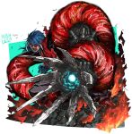 blue_hair cape fbc fighting_game gloves jacket k9999 krohnen long_sleeves mechanical_arms open_mouth simple_background the_king_of_fighters the_king_of_fighters_xv 