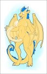  anthro blue_hair breasts crossgender female full-length_portrait genitals hair hi_res metal_(artist) navel nude penis portrait reptile scales scalie simple_background snake snake_penis solo standing suprised_look unusual_anatomy unusual_genitalia unusual_penis yellow_body yellow_scales 