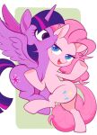  absurd_res blue_eyes cutie_mark duo earth_pony equid equine eyelashes female friendship_is_magic hair half-closed_eyes hi_res horn horse mammal my_little_pony narrowed_eyes noupu1115 open_mouth pink_body pink_hair pinkie_pie_(mlp) pony purple_body purple_eyes purple_hair twilight_sparkle_(mlp) winged_unicorn wings 