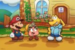  1girl 2boys blonde_hair fang goombella highres koops mario mario_(series) multiple_boys nintendo paper_mario paper_mario:_the_thousand_year_door ponytail 