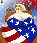  absurd_res anthro breasts burger chrisandcompany cleavage clothed clothing female food gun hair hi_res mammal mouse murid murine overweight ranged_weapon rodent solo weapon 