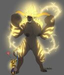  absurd_res angry anthro big_breasts big_hands breasts capcom claws duo fangs female hi_res horn lightning male medicinal_succ monster_hunter muscular primatius rajang scale_knight_(medicinalsucc) thick_thighs video_games 