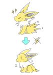  ambiguous_gender arrow black_inner_ear chaba cross-hatching eeveelution electricity feral fur hatching_(art) hi_res japanese_text jolteon meme nintendo pok&eacute;mon pok&eacute;mon_(species) shaded simple_background sketch solo text translation_request video_games white_background white_body white_fur yellow_body yellow_fur 