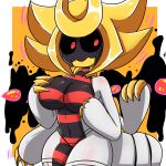  absurd_res anthro black_sclera breasts featureless_breasts female giratina grey_body hi_res legendary_pok&eacute;mon multicolored_body nintendo open_mouth pok&eacute;mon pok&eacute;mon_(species) rbismut solo video_games 