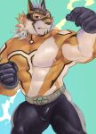  abs anthro bulge clothing felid lifewonders live-a-hero male mammal mask muscular muscular_anthro muscular_male nipples pantherine pecs ryekie_(live-a-hero) salz_sop solo spandex superhero tiger tight_clothing torn_clothing video_games 