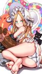  1girl :o abigail_williams_(fate) abigail_williams_(swimsuit_foreigner)_(fate) ass bad_id bad_twitter_id bangs bare_shoulders barefoot bikini black_cat blonde_hair blue_eyes blush bonnet bow cat clothes_pull fate/grand_order fate_(series) feet frilled_bikini frilled_swimsuit frills hair_bow heart highres holding holding_innertube innertube innertube_with_ears jacket jacket_removed long_hair looking_at_viewer looking_back lying multiple_bows multiple_hair_bows on_side parted_bangs sekai_saisoku_no_panda soles strapless strapless_bikini swimsuit swimsuit_pull toes very_long_hair white_bikini white_bow white_headwear white_swimsuit 
