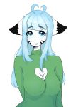  :3 alpha_channel anthro aqua_hair big_eyes blush clothed clothing dipstick_ears feline female fur girly half-length_portrait keyhole mammal markings nicholas_c._corbin portrait simple_background solo transparent_background turtleneck w4bbit white_fur youtuber 