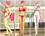  anthro anthrofied apple_bloom_(mlp) big_breasts bikini breasts clothing daveman1000 equid equine friendship_is_magic group hi_res holding_breast holding_butt horn mammal my_little_pony nipple_outline pegasus scootaloo_(mlp) sweetie_belle_(mlp) swimwear trio unicorn wings 
