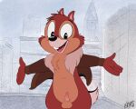  anthro balls bottomless chip_&#039;n_dale_rescue_rangers chip_(disney) chipmunk clothed clothing disney erection genitals ground_squirrel kippykat male mammal penis rodent sciurid solo 