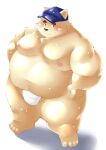  2022 anthro belly blush canid canine canis clothing domestic_dog hat headgear headwear kemono male mammal moobs nipples obese obese_male overweight overweight_male simple_background solo tomoyamaru_alt 