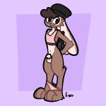  absurd_res anthro balls beanie beanie_hat bedroom_eyes blush blush_lines bottomless bottomless_anthro bottomless_male brown_body brown_fur chastity_device cheek_tuft chest_tuft clothed clothing crop_top curled_hair elbow_tuft facial_tuft fur genitals girly hair hat headgear headwear hi_res lagomorph leporid looking_at_viewer male male_chastity_device mammal narrowed_eyes panties panties_around_ankles penis purple_background rabbit seductive shirt simple_background small_penis smile smirk smug smug_face smug_grin solo the_xing1 topwear tuft underwear 