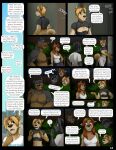  absurd_res ambiguous_gender anthro beard canid canine canis chelsea_addison clothed clothing dialogue domestic_dog facial_hair female gary_(jackaloo) group hi_res jackaloo jenn_(jackaloo) male mammal river_lakes slightly_chubby smoking speech_bubble text topless topless_anthro topless_male 