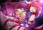  1girl beat_angel_escalayer blue_eyes breasts breasts_out elbow_gloves escalation_heroines escalayer gloves kouenji_sayuka long_hair onigirikun panties red_eyes solo tentacles torn_clothes underwear white_panties 