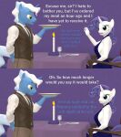  3d_(artwork) anthro anthrofied breasts candle clothed clothing dialogue digital_media_(artwork) dress equid equine female friendship_is_magic hi_res horn lit_candle male mammal my_little_pony papadragon69 pokey_pierce_(mlp) rarity_(mlp) side_boob unicorn waiter 