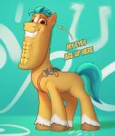  abs absurd_res big_chin cocaine_(artist) earth_pony equid equine eyebrows feral hasbro hi_res hitch_trailblazer_(mlp) hooves horse looking_at_viewer male mammal mlp_g5 my_little_pony my_little_pony:_tell_your_tale pony smile solo what what_has_magic_done where_is_your_god_now yellow_body 