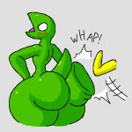  1:1 anthro big_butt blush blush_lines butt butt_slap duo leap_day_(nitrome) lick_(leap_day) lizard low_res male male/male murontis2001 nitrome onomatopoeia open_mouth reptile scalie slap sound_effects text unknown_species yolk_(leap_day) 