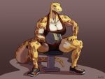  absurd_res anthro biped breasts clothing countershade_face countershade_tail countershade_torso countershading exercise female footwear greasymojo hi_res non-mammal_breasts plantigrade reptile scales scalie shoes snake solo spots spotted_body spotted_scales weightlifting workout 