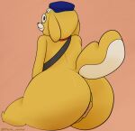  anthro anus anus_only astral_chain canid canine canis clothing collar domestic_dog fur hat headgear headwear lappy_(astral_chain) looking_back male mammal nintendo pem-sama puffy_anus raised_tail solo thick_thighs video_games yellow_body yellow_fur 