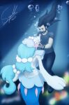  2021 9:16 aria_(sergiroth) beard blue_hair bubble clothed clothing digital_drawing_(artwork) digital_media_(artwork) duo face_squish facial_hair fan_character female feral hair hi_res holding_face human long_hair male male/female mammal marine nintendo pinniped pok&eacute;mon pok&eacute;mon_(species) primarina sergiroth smile squish underwater video_games water watermark 