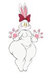  accessory anthro belly blush blush_stickers breasts buckteeth featureless_breasts featureless_crotch female freckles hair_accessory hair_ribbon hi_res huge_hips huge_thighs lagomorph leporid mammal navel nude rabbit ribbons slightly_chubby solo sssonic2 teeth thick_thighs violet_(sssonic2) white_body wide_hips yellow_eyes 