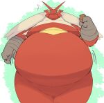  anthro belly big_belly blaziken candy chocolate dessert feral food fur hi_res holding_food holding_object male morbidly_obese nintendo obese overweight pok&eacute;mon pok&eacute;mon_(species) red_body red_fur solo video_games weight_gain zephy_03 