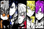  5boys absurdres alban_knox black_hair blonde_hair blue_eyes blue_hair earrings fulgur_ovid grey_hair highres jewelry lightning_bolt_earrings linnea_kataja looking_at_viewer multicolored_hair multiple_boys nijisanji nijisanji_en noctyx orange_eyes pale_skin purple_eyes purple_hair red_eyes sonny_brisko uki_violeta white_hair yellow_eyes yugo_asuma 