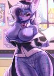  absurd_res anthro anthrofied big_breasts breasts clothed clothing equid equine exposed_breasts female fishnet fishnet_legwear friendship_is_magic genitals hasbro hi_res hikerumin horn legwear mammal my_little_pony no_underwear pussy solo trixie_(mlp) unicorn 