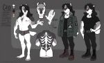  anthro arm_hair arm_tattoo body_hair boots bottomwear briefs cadaverrdog canid canine canis chest_hair clothing denim denim_clothing denim_jacket facial_hair footwear gio_(cadaverrdog) grey_background grumpy hair half-closed_eyes hybrid jeans long_hair male mammal model_sheet musclegut muscular muscular_anthro muscular_male narrowed_eyes pants pecs punk shirt sideburns simple_background solo studded_belt t-shirt tattoo topwear underwear wolfdog wrist_tattoo 