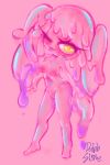  absurd_res blootheslime breasts double_slime female genitals goo_creature goo_humanoid hair hi_res humanoid looking_at_viewer monster_girl_(genre) nipples not_furry nude pussy simple_background slime smile solo translucent translucent_body 