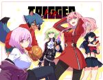  1boy 302 4girls animal_ears basketball black_gloves blue_fire blue_hair body_fur brand_new_animal breasts creator_connection crossover darling_in_the_franxx fire furry furry_female galo_thymos gloves green_hair gridman_universe horns kagemori_michiru large_breasts lio_fotia long_hair matoi_ryuuko multiple_girls pink_hair promare purple_eyes purple_fire purple_hair pyrokinesis raccoon_ears raccoon_girl raccoon_tail school_uniform serafuku shinjou_akane short_hair ssss.gridman tail trigger_(company) zero_two_(darling_in_the_franxx) 