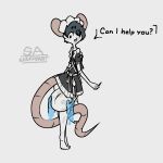  anthro black_hair bodily_fluids bottomwear clothed clothing clothing_lift disembodied_hand genital_fluids genitals hair hyper hyper_genitalia maid_uniform male male/male mammal mouse murid murine pencil_(object) precum rodent shuffy shuffy_(character) skirt skirt_lift solo uniform 
