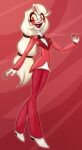  absurd_res blonde_hair bow_tie charlie_(hazbin_hotel) clothed clothing demon female hair hazbin_hotel hi_res humanoid not_furry open_mouth red_suit shad0w-galaxy simple_background smile solo suit white_body 