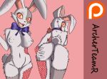  anthro anus archerteamr_artist big_breasts big_butt breasts butt ear_piercing erect_nipples female feral five_nights_at_freddy&#039;s five_nights_at_freddy&#039;s:_security_breach fur genitals hair hi_res lagomorph leporid looking_at_viewer mammal nipples nude piercing pussy rabbit red_eyes scottgames simple_background smile solo tail_tuft tuft vanny_(fnaf) video_games 
