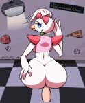  accessory animated anthro avian beak big_butt bird blue_eyes bottomless butt clothed clothing ethernsfw female five_nights_at_freddy&#039;s five_nights_at_freddy&#039;s:_security_breach food fur galliform glamrock_chica_(fnaf) hair_accessory hair_ribbon hi_res human human_on_anthro interspecies looking_at_viewer looking_back male male/female mammal penetration pizza ribbons scottgames sex short_playtime solo_focus speech_bubble television video_games white_body white_fur 