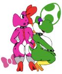  anthro batzcave big_breasts big_butt birdo bracelet breasts butt clothing collar dinosaur duo female female/female green_yoshi high_heels jewelry leggings legwear mario_bros mostly_nude nintendo reptile scalie spiked_bracelet spiked_collar spikes thick_thighs video_games yoshi 