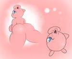  anthro bedroom_eyes big_butt blue_eyes breasts butt fantasizing female hi_res jigglypuff looking_back narrowed_eyes nintendo nude ota_(artist) pink_body pok&eacute;mon pok&eacute;mon_(species) seductive smile solo thick_thighs video_games waddling_head 