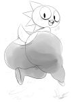  ambiguous_gender anthro big_butt bottomwear buckteeth butt butt_cleavage clothing hi_res huge_butt looking_at_viewer looking_back monochrome monster_kid open_mouth ota_(artist) pants reptile scalie shirt solo teeth thick_thighs topwear undertale undertale_(series) video_games wide_hips 