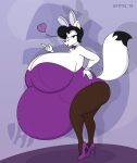  &lt;3 2019 anthro arctic_fox big_breasts black_hair blue_eyes bow_tie breasts bunny_costume butt canid canine clothing costume digital_media_(artwork) fake_ears fake_rabbit_ears female fox fur hair hi_res high_heels huge_breasts hyper hyper_breasts mammal nicole_(satsumalord) one_eye_closed satsumalord solo thick_thighs white_body white_fur wink 