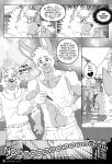  abs anthro bulge canid canine canis comic english_text hi_res lagomorph leporid male male/male mammal mousetrap_(character) muscular muscular_male pecs rabbit text whitetigercub wolf 