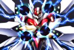  crystal d-boy energy_cannon glowing glowing_eye hanehitsuji_(hitsuzibane) looking_at_viewer mecha power_armor retro_artstyle shoulder_cannon solo sparks tekkaman_blade visor 